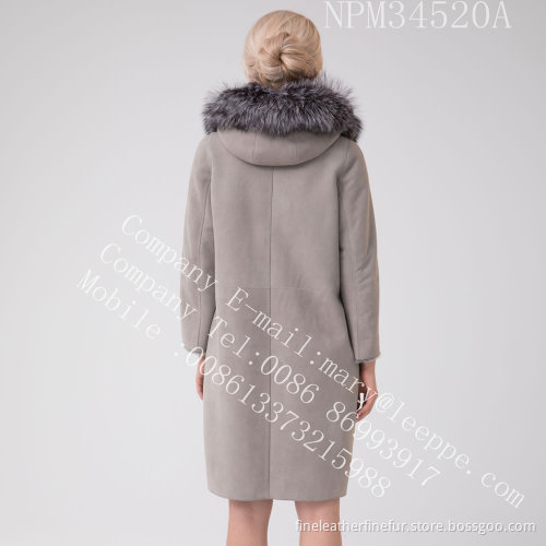 Hooded Spain Merino Shearling Coat For Women
